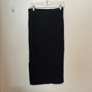 Divided Black Maxi Pencil Skirt with Double Slit